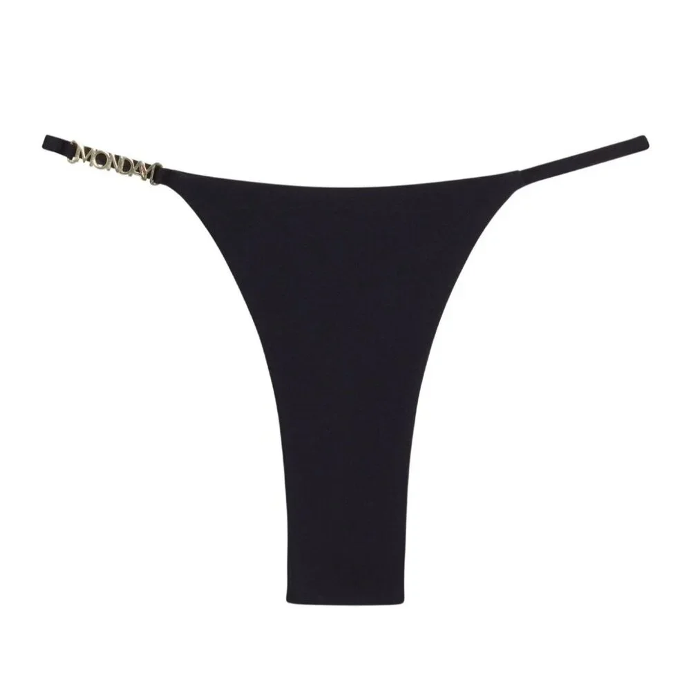 MONDAY Swimwear Monday Thong Bikini Bottoms in Black